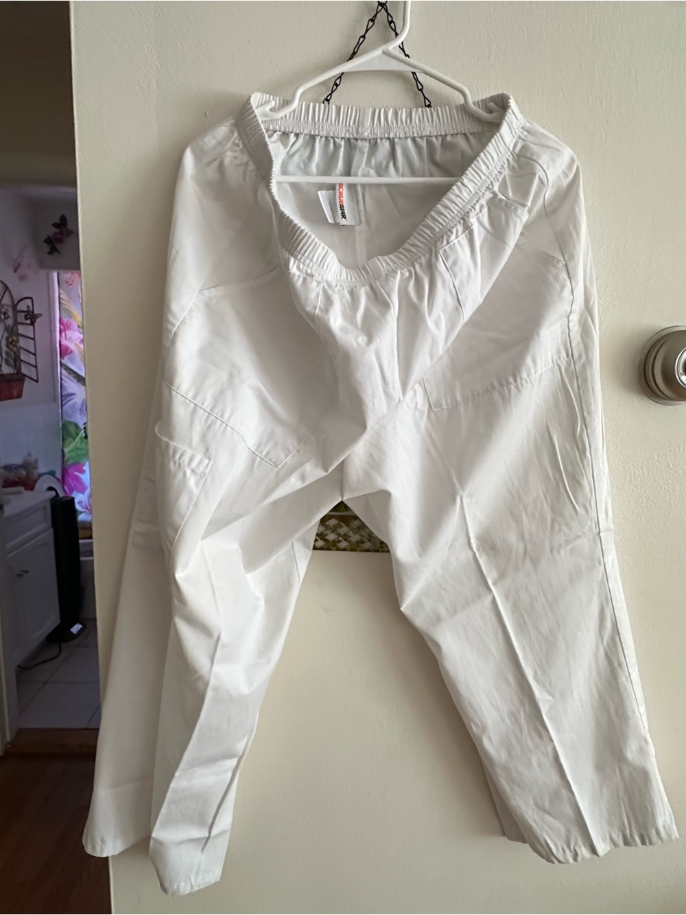 Scrubstar White Women's Elastic-Waist Scrub Pants